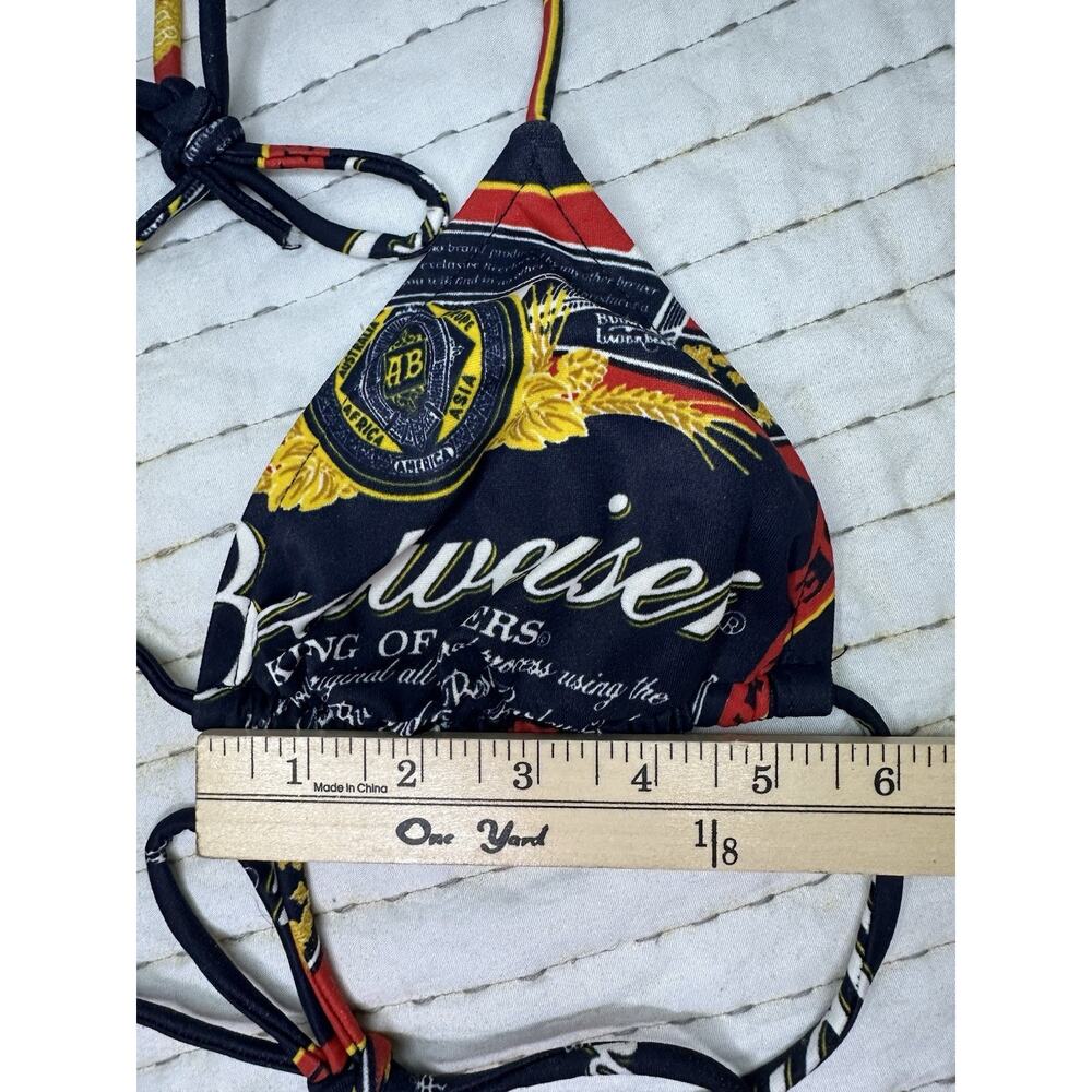 Vintage Budweiser Triangle String Bikini Top Only King Of Beer Bud Navy Swim - Picture 6 of 13